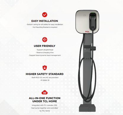 Borne de recharge intelligente TCL 7KW Type 2 connexion Wifi et Ethernet